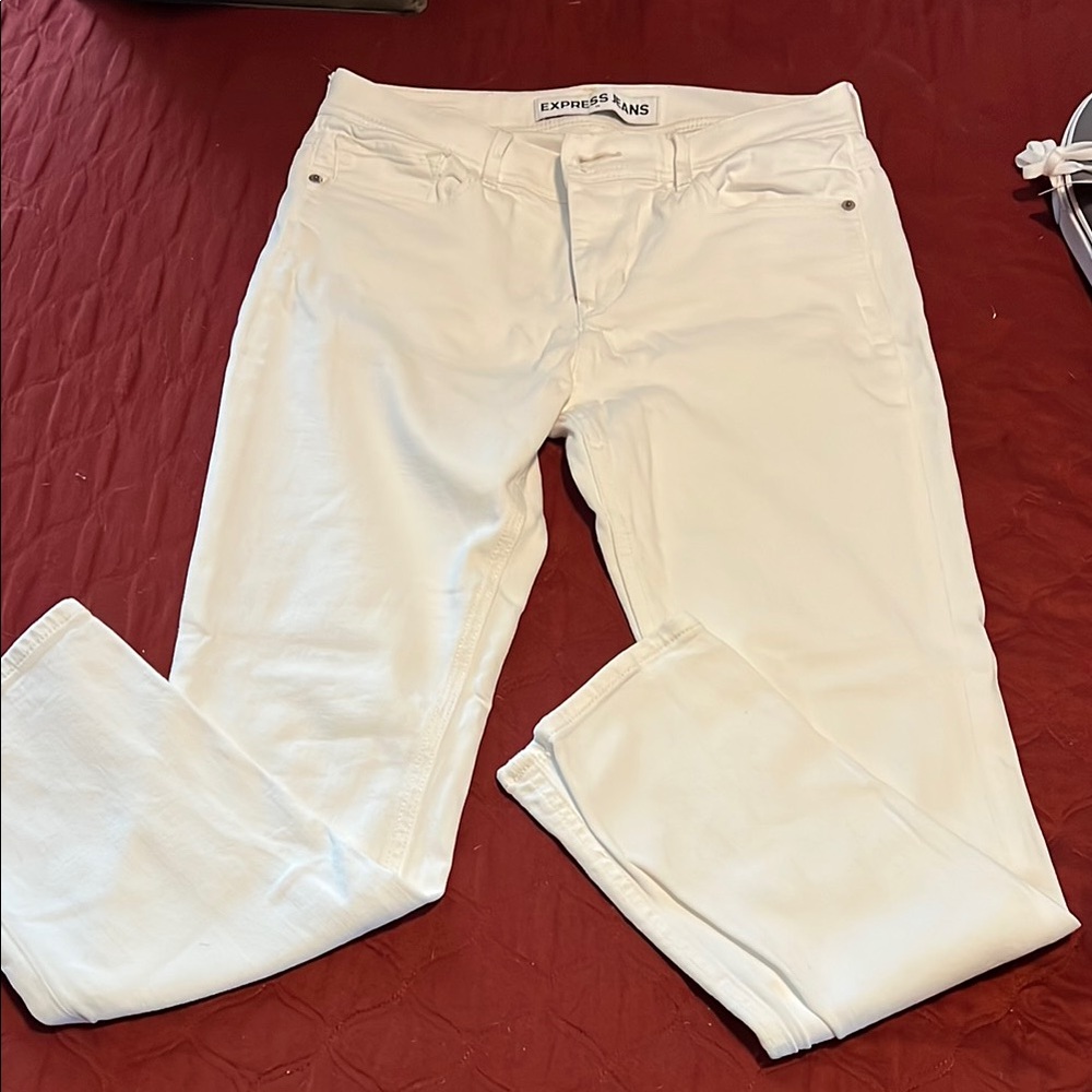 Express Midrise Cropped White Jeans Size 8